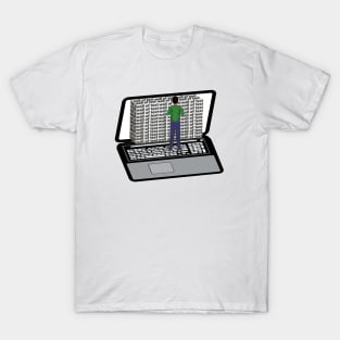 Wall of Text on a Laptop Computer (White Background) T-Shirt